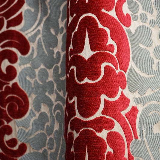 JF Fabrics JF Studio LUCERA 48 Fabric Transitional,Scroll Blue,Burgundy,Red,Green,Taupe  Chenille,Texture - 5082748 SJ101