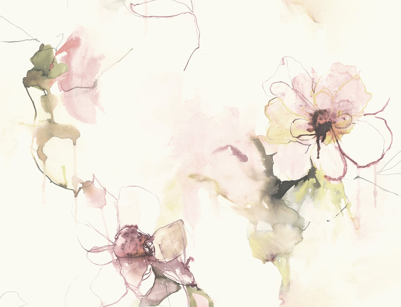 Seabrook Designs Living with Art Anemone Watercolor Floral Floral Contemporary Pink Matte Sidewall - LW50001