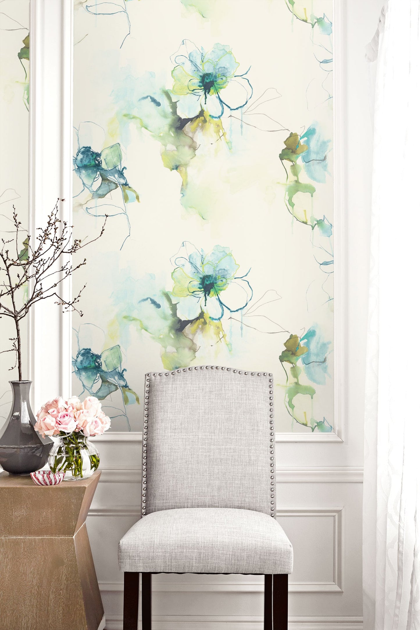 Seabrook Designs Living with Art Anemone Watercolor Floral Floral Contemporary Blue Matte  - LW50004
