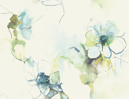Seabrook Designs Living with Art Anemone Watercolor Floral Floral Contemporary Blue Matte  - LW50004