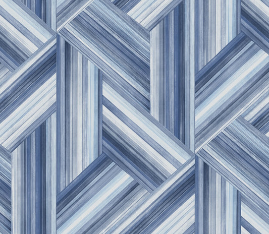 Seabrook Designs Living with Art Geo Inlay Geometric Contemporary Blue Matte Sidewall - LW50102