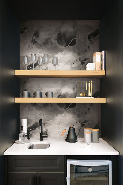 Seabrook Designs Living with Art Notch Trowel Abstract Abstract Contemporary Grey Satin  - LW50200