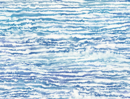 Seabrook Designs Living with Art Watercolor Waves Abstract Contemporary Blue Matte  - LW50502