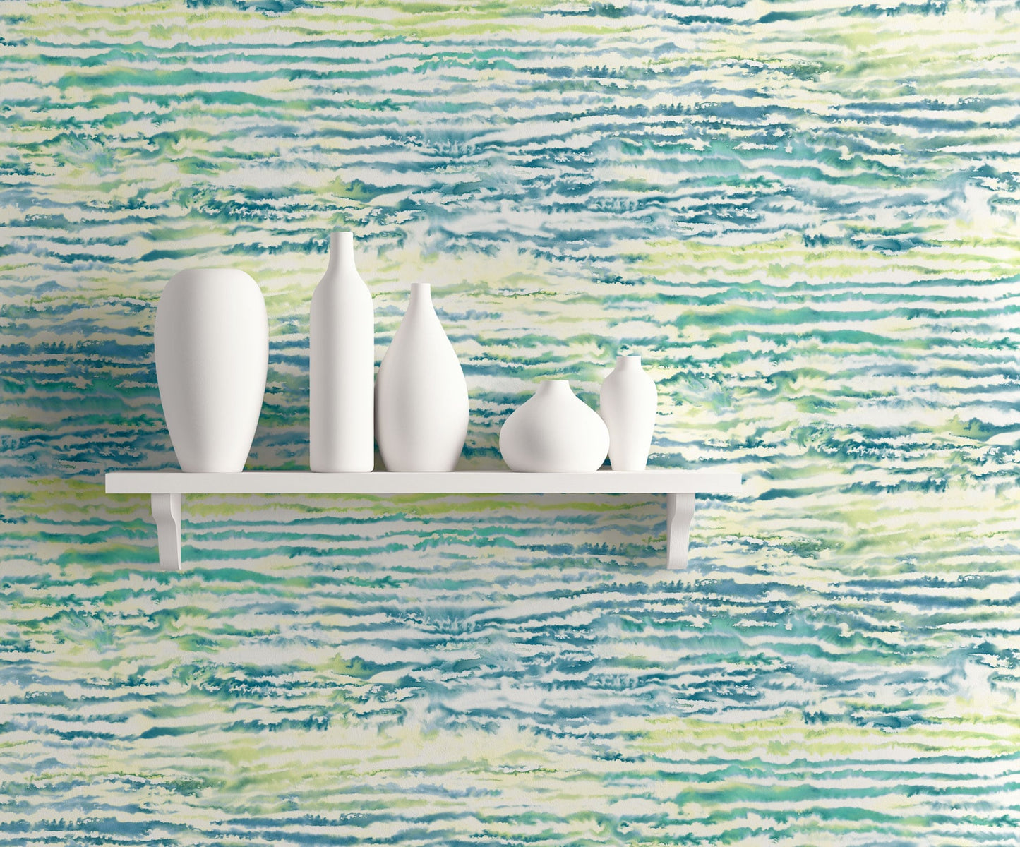 Seabrook Designs Living with Art Watercolor Waves Abstract Contemporary Green Matte  - LW50504