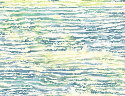 Seabrook Designs Living with Art Watercolor Waves Abstract Contemporary Green Matte  - LW50504