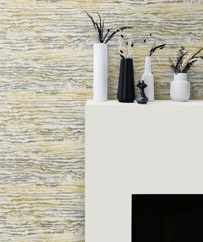 Seabrook Designs Living with Art Watercolor Waves Abstract Contemporary Gold Matte  - LW50507