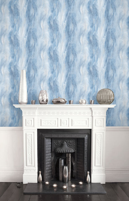 Seabrook Designs Living with Art Smoke Texture Embossed Vinyl Embossed Vinyl Contemporary Blue Matte  - LW50902