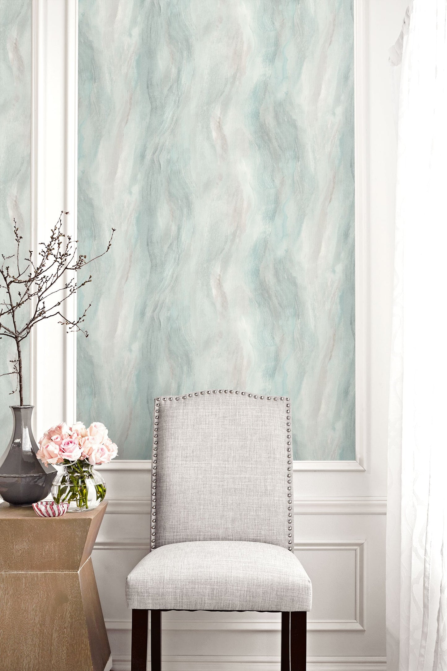 Seabrook Designs Living with Art Smoke Texture Embossed Vinyl Embossed Vinyl Contemporary Blue Matte  - LW50912
