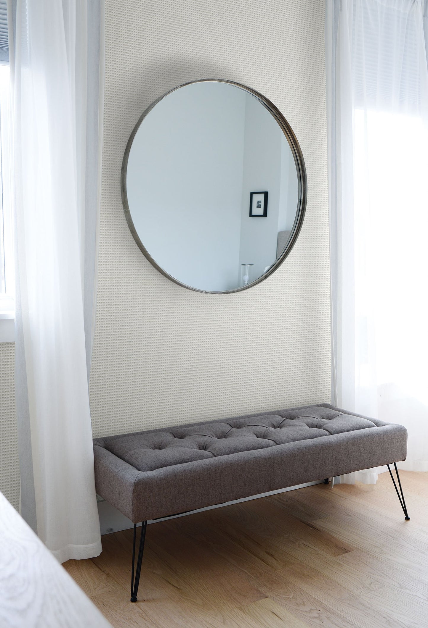 Seabrook Designs Living with Art Faux Wool Weave Faux Contemporary Grey Metallic  - LW51000