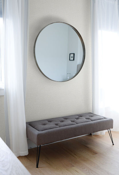 Seabrook Designs Living with Art Faux Wool Weave Faux Contemporary Grey Metallic  - LW51000