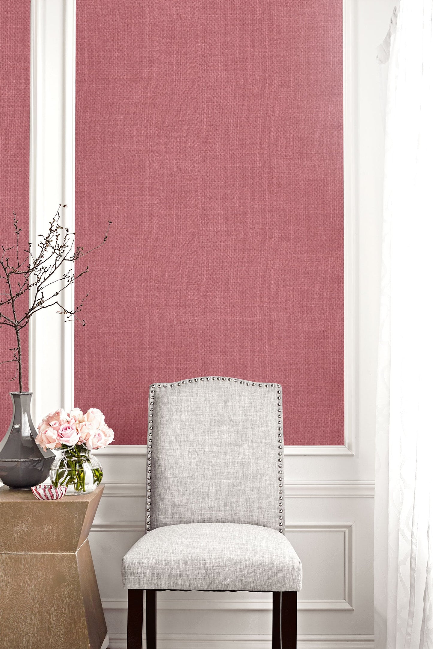 Seabrook Designs Living with Art Hopsack Embossed Vinyl Embossed Vinyl Contemporary Pink Matte  - LW51121