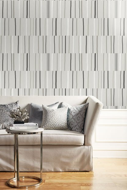 Seabrook Designs Living with Art Block Lines Geometric Contemporary Grey Matte  - LW51200