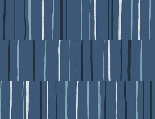 Seabrook Designs Living with Art Block Lines Geometric Contemporary Blue Matte Sidewall - LW51202