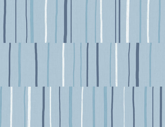 Seabrook Designs Living with Art Block Lines Geometric Contemporary Blue Matte Sidewall - LW51212