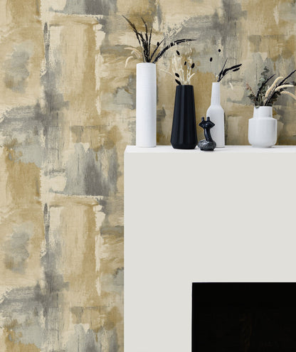 Seabrook Designs Living with Art Dry Brush Faux Abstract Contemporary Gold Matte  - LW51307