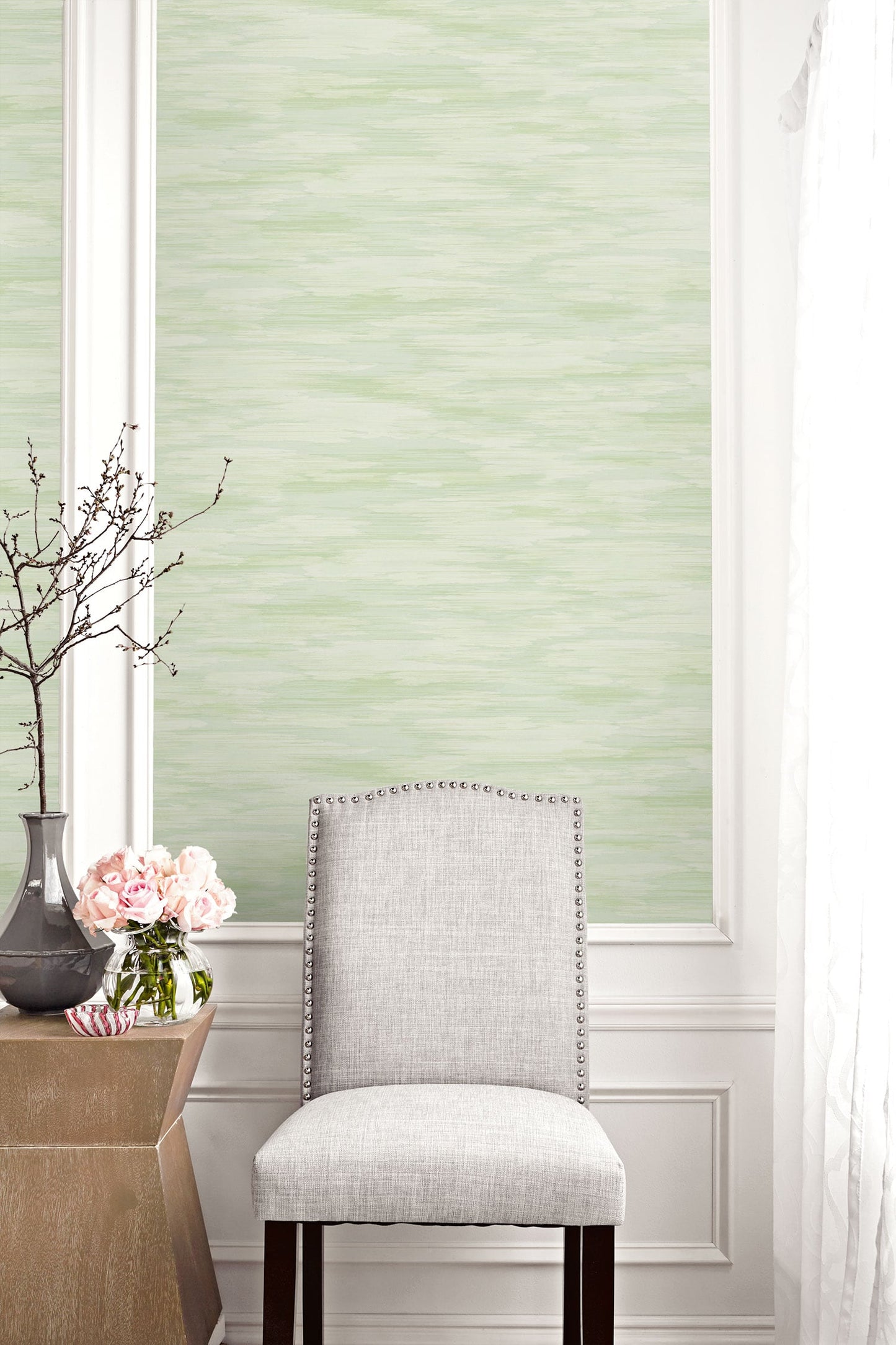 Seabrook Designs Living with Art Stria Wash Abstract Contemporary Green Matte  - LW51404