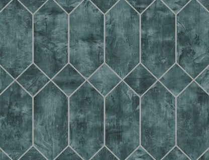 Seabrook Designs Living with Art Geo Faux Geometric Contemporary Green Metallic  - LW51604