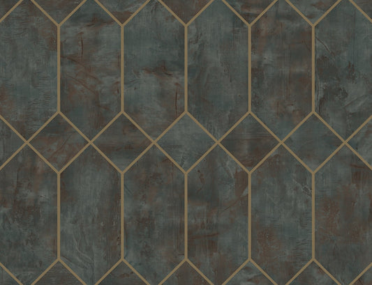 Seabrook Designs Living with Art Geo Faux Geometric Contemporary Brown Metallic Sidewall - LW51606