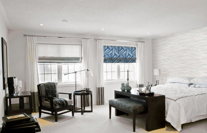 Seabrook Designs Living with Art Geo Inlay Fabric Geometric Contemporary Blue Matte Fabric - LW51902F