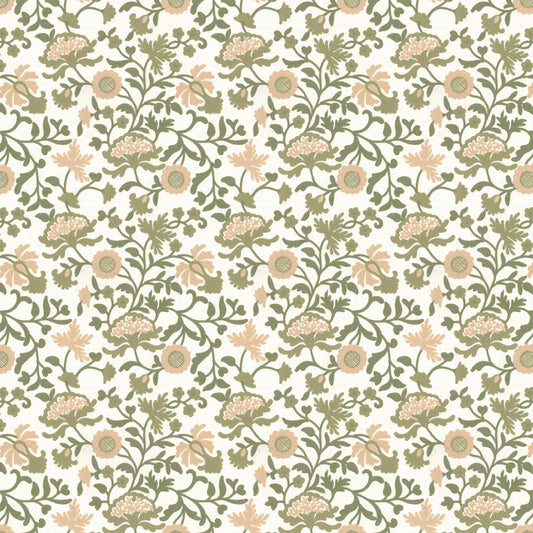 STOUT TEXTILES  MULTIPURPOSE,EMBROIDERIES TRADITIONAL, FLORAL SEAFOAM,SEAMIST   - LYNN-2