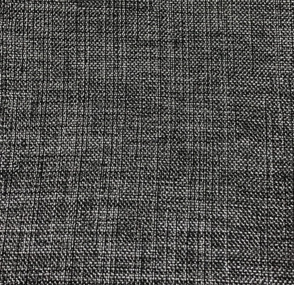 Charcoal gray rectangular pillow with a textured black-and-white woven band along the edge.
