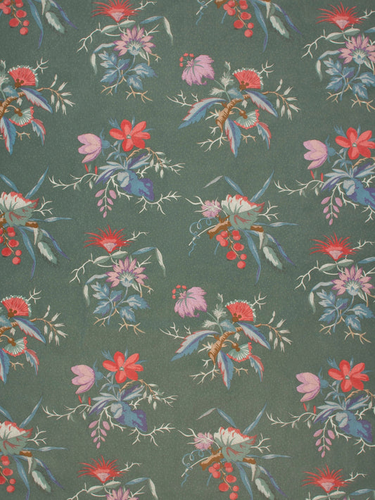 SCALAMANDRE OUTLET  FABRIC FLEUR MYSTERE  FABRIC MULTI, TEAL   - M6 00031666