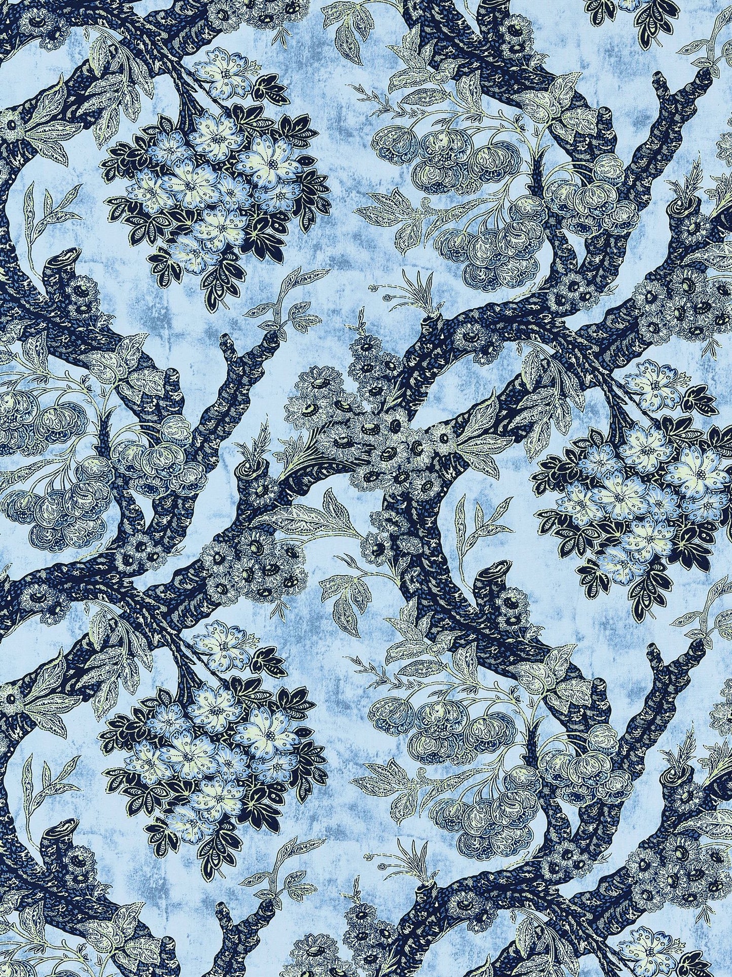 SCALAMANDRE  SUMMERHOUSE HILL FABRIC BLUES   - M7 0001SUMM