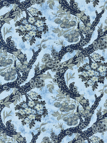 SCALAMANDRE  SUMMERHOUSE HILL FABRIC BLUES   - M7 0001SUMM NEW SKU # M7SUMM0001