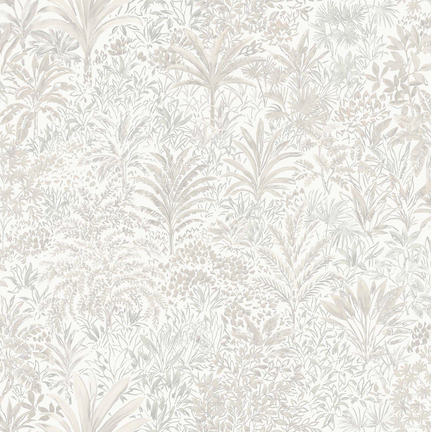 York Wallcoverings Fine Decor Meilani White & Silver Palm Landscape Wallpaper Botanical Tropical White & Silver  Wallpaper - M95677
