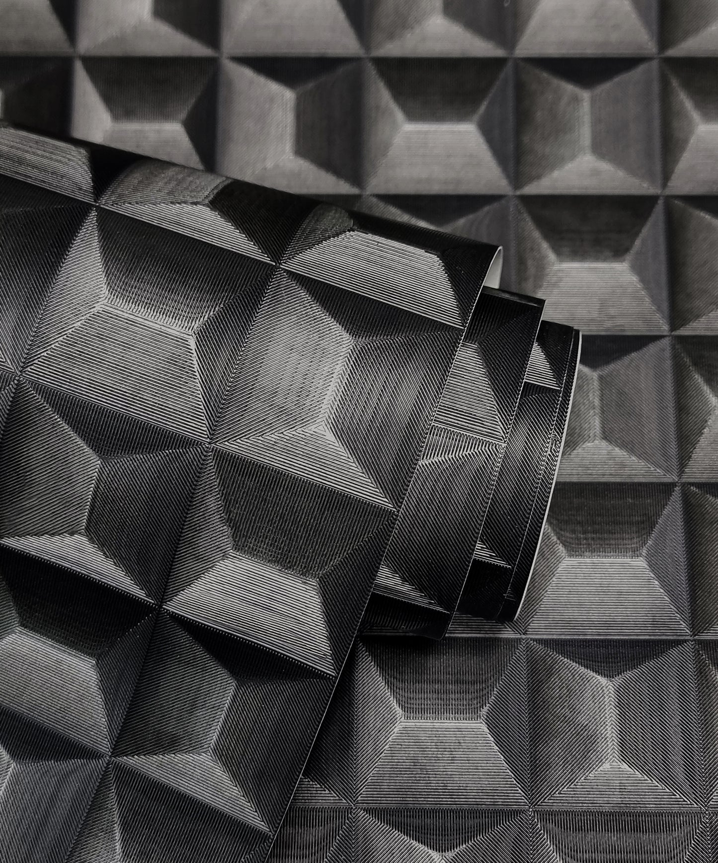 York Wallcoverings Fine Decor Romero Black 3D Geometric Wallpaper Graphics Masculine Black  Wallpaper - M95682