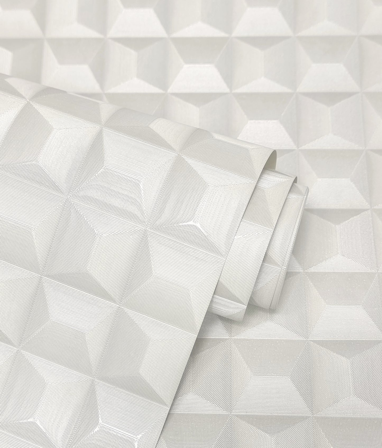 York Wallcoverings Fine Decor Romero White 3D Geometric Wallpaper Graphics Masculine White  Wallpaper - M95683