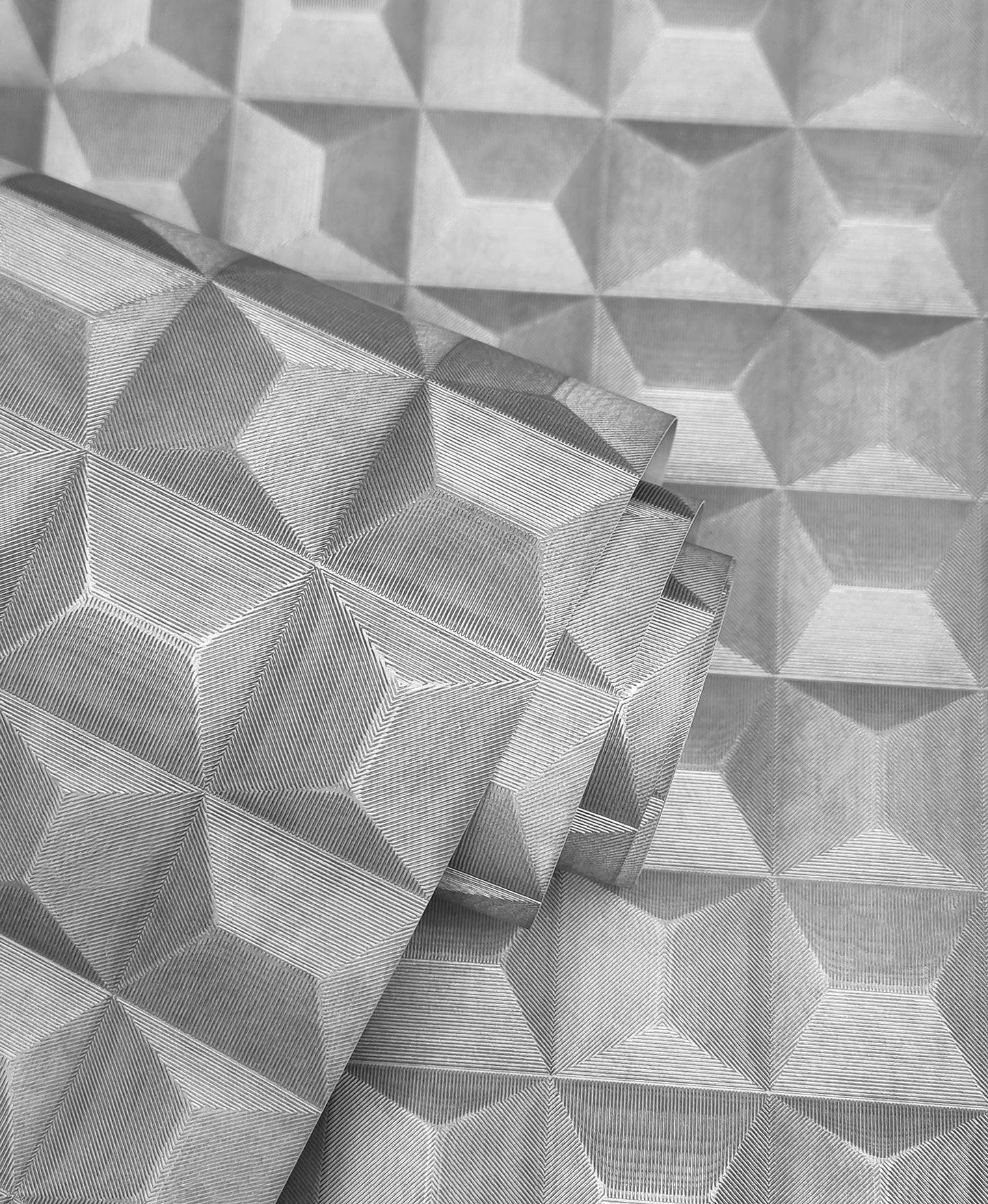 York Wallcoverings Fine Decor Romero Grey 3D Geometric Wallpaper Graphics Masculine Grey  Wallpaper - M95684