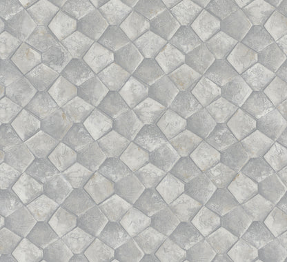 York Wallcoverings Antonina Vella Waterford Grey Tiled Wallpaper Graphics Traditional Grey  Wallpaper - MA34907