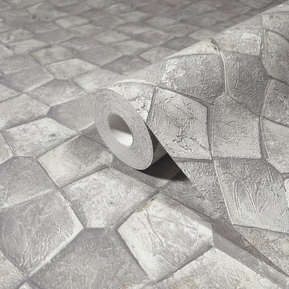 York Wallcoverings Antonina Vella Waterford Grey Tiled Wallpaper Graphics Traditional Grey  Wallpaper - MA34907