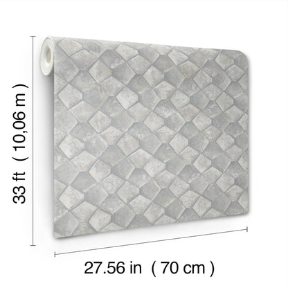 York Wallcoverings Antonina Vella Waterford Grey Tiled Wallpaper Graphics Traditional Grey  Wallpaper - MA34907