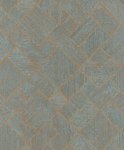 York Wallcoverings Antonina Vella Marquetry Teal Tile Wallpaper Graphics Traditional Teal  Wallpaper - MA35512