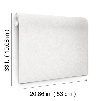 York Wallcoverings Antonina Vella Sculpted Floral Pearl Relief Wallpaper Botanical Traditional Pearl  Wallpaper - MA35530