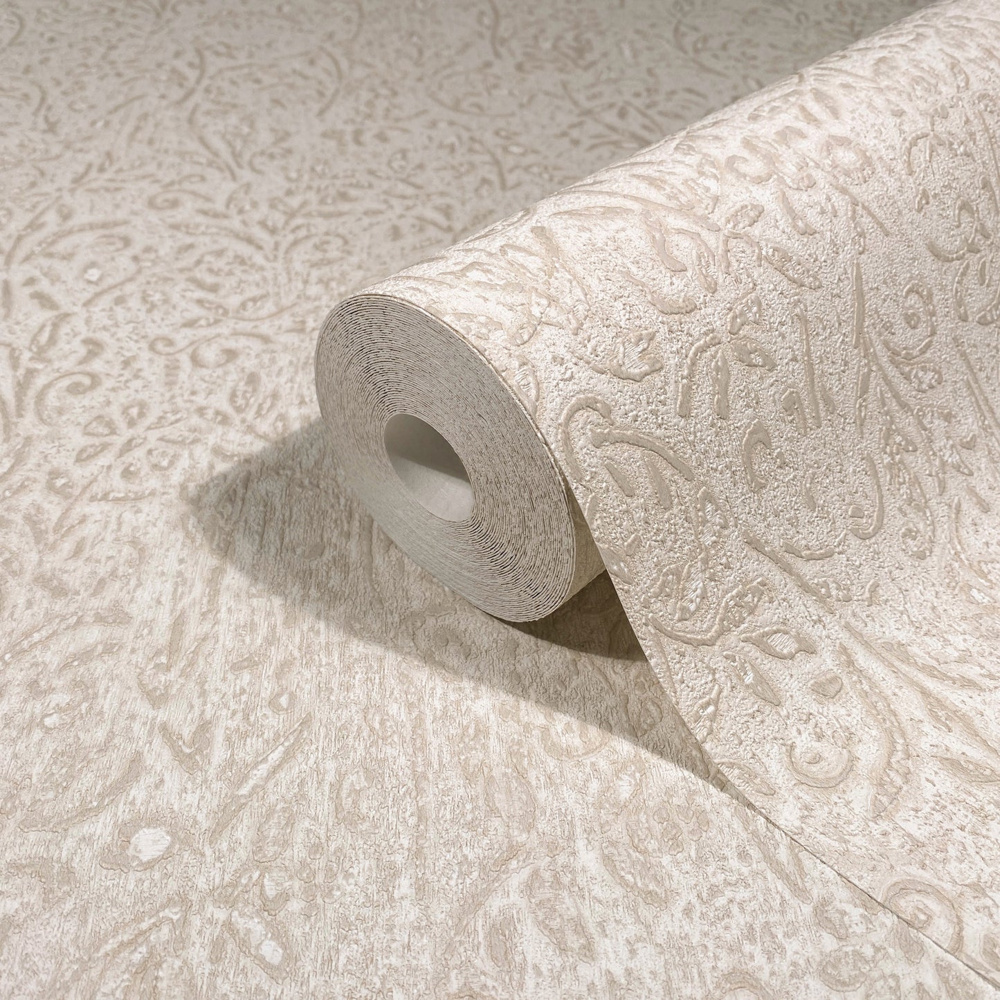 York Wallcoverings Antonina Vella Sculpted Floral Beige Relief Wallpaper Botanical Traditional Beige  Wallpaper - MA35531