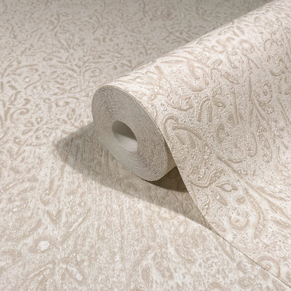 York Wallcoverings Antonina Vella Sculpted Floral Beige Relief Wallpaper Botanical Traditional Beige  Wallpaper - MA35531