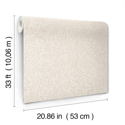 York Wallcoverings Antonina Vella Sculpted Floral Beige Relief Wallpaper Botanical Traditional Beige  Wallpaper - MA35531