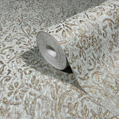 York Wallcoverings Antonina Vella Sculpted Floral Gold Relief Wallpaper Botanical Traditional Gold  Wallpaper - MA35532