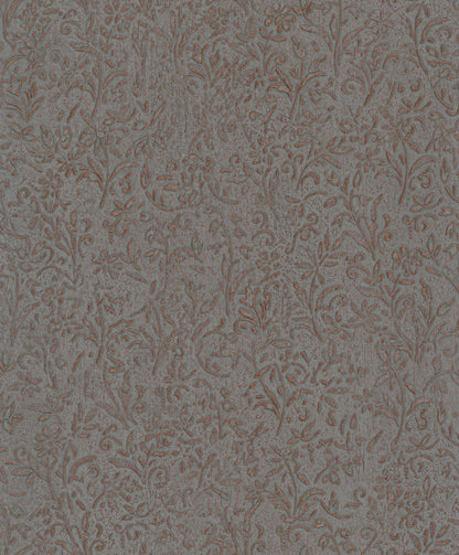 York Wallcoverings Antonina Vella Sculpted Floral Copper Relief Wallpaper Botanical Traditional Copper  Wallpaper - MA35534