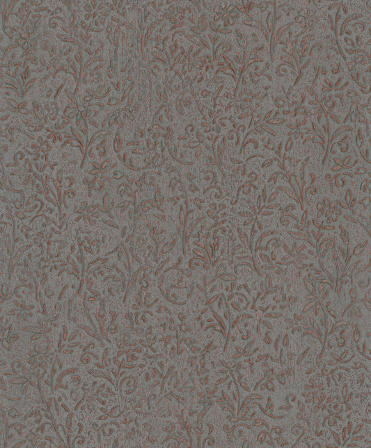 York Wallcoverings Antonina Vella Sculpted Floral Copper Relief Wallpaper Botanical Traditional Copper  Wallpaper - MA35534