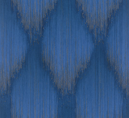 Blue abstract wood grain texture with vertical gold-tan streaks creating chevron patterns; distressed painted surface.