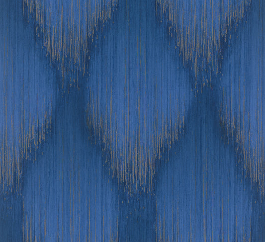 York Wallcoverings Antonina Vella Starfall Sapphire Metallic Ikat Wallpaper Graphics Traditional Sapphire  Wallpaper - MA35808