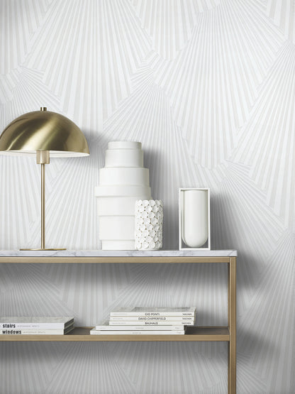 York Wallcoverings Antonina Vella Lumiere White Deco Geo Wallpaper Graphics Traditional White  Wallpaper - MA35845