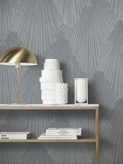 York Wallcoverings Antonina Vella Lumiere Pewter Deco Geo Wallpaper Graphics Traditional Pewter  Wallpaper - MA35849