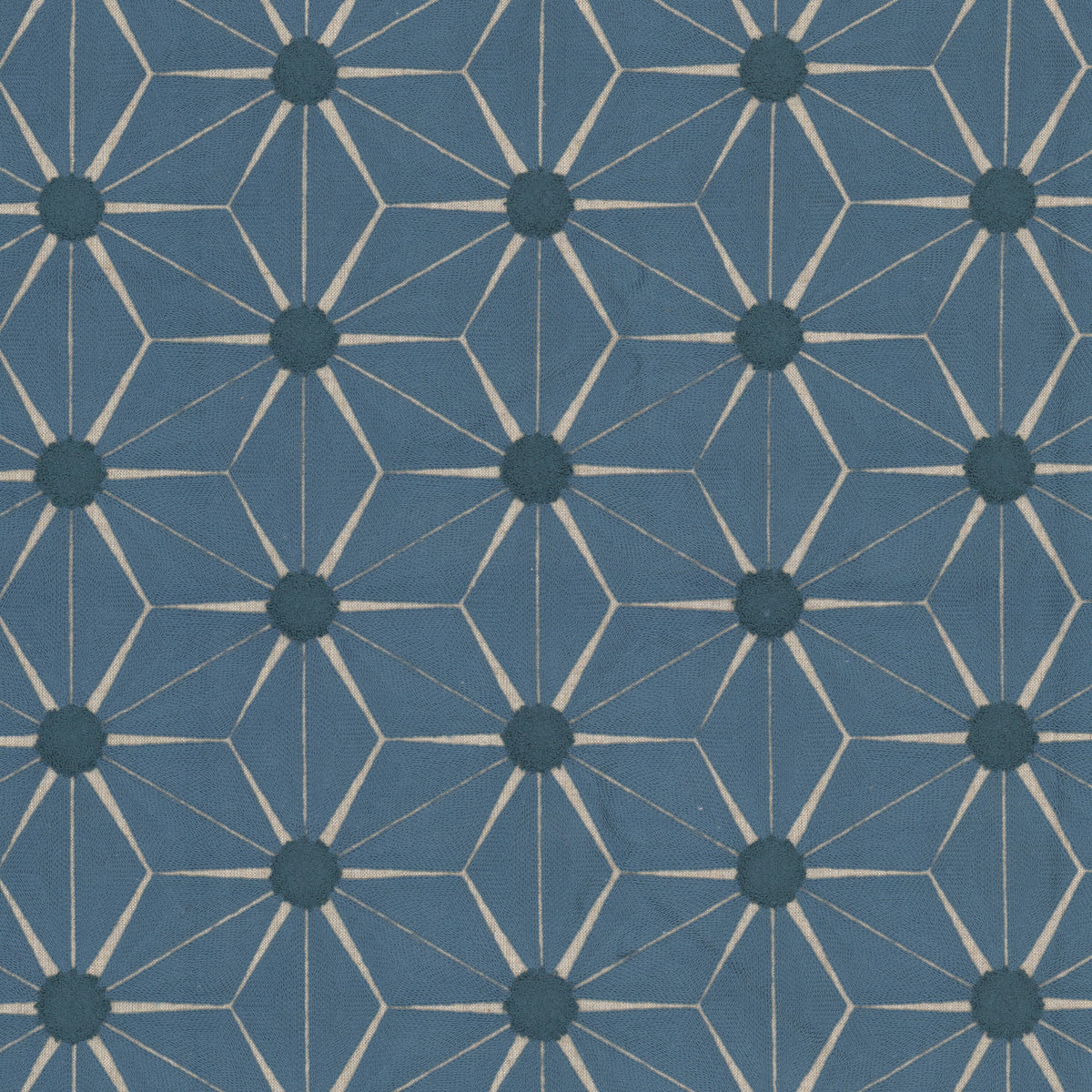 STOUT TEXTILES  MULTIPURPOSE,EMBROIDERIES TRANSITIONAL,, GEOMETRIC BLUEBIRD,FRENCHBLUE   - MAJO-3