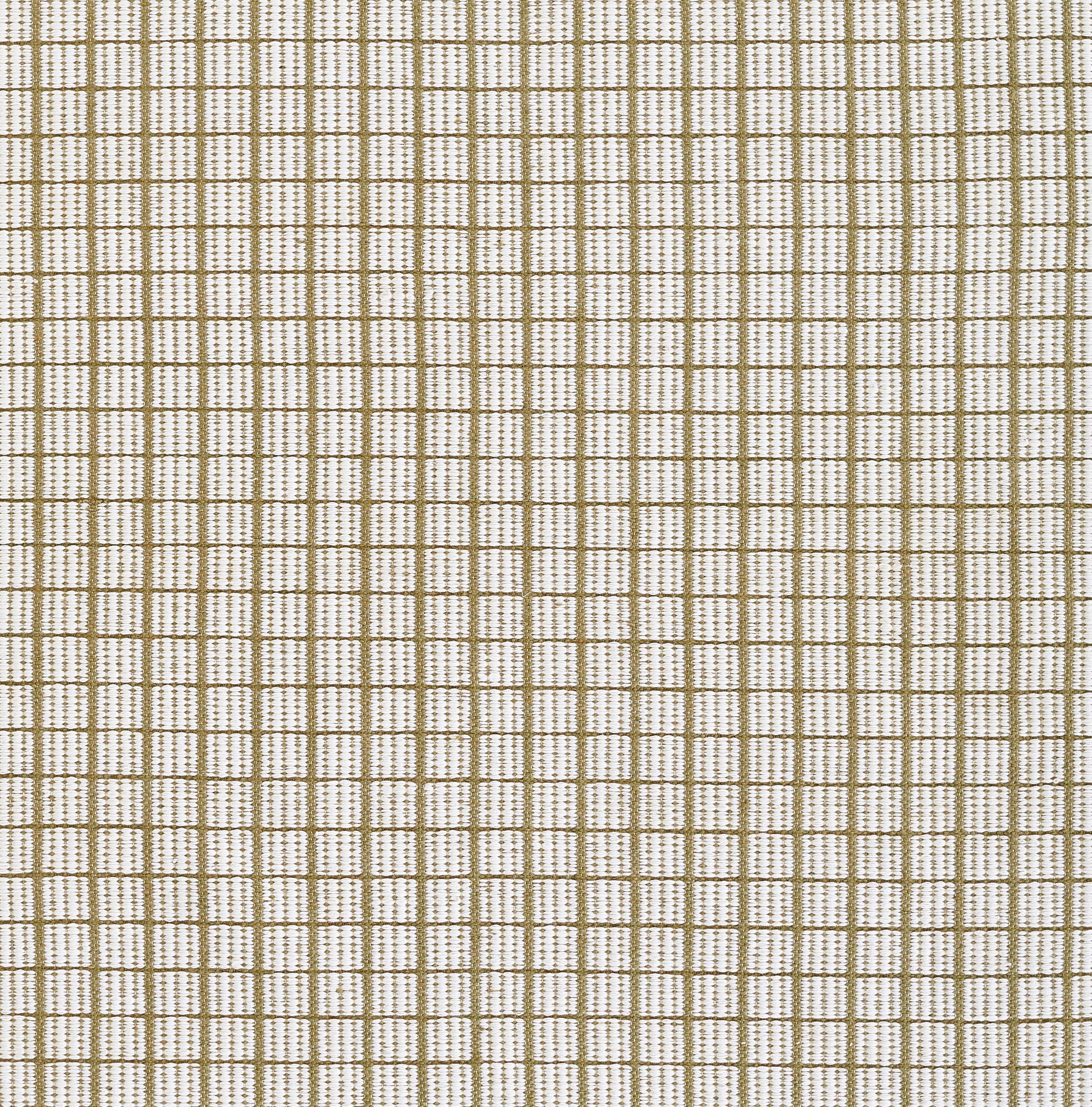 Beige woven fabric with a tiny brown checkered grid pattern; textured textile for upholstery or curtains.