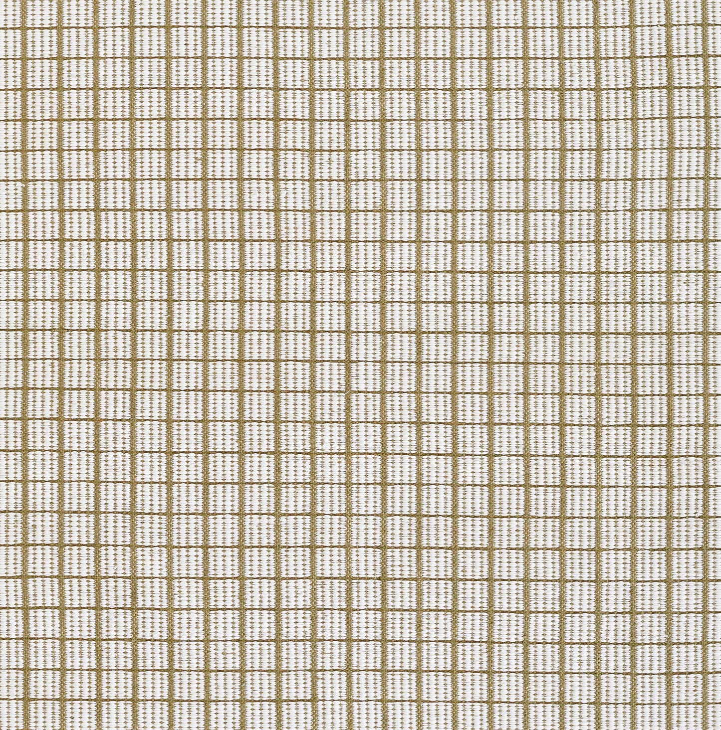 Beige woven rug with a small brown grid pattern.